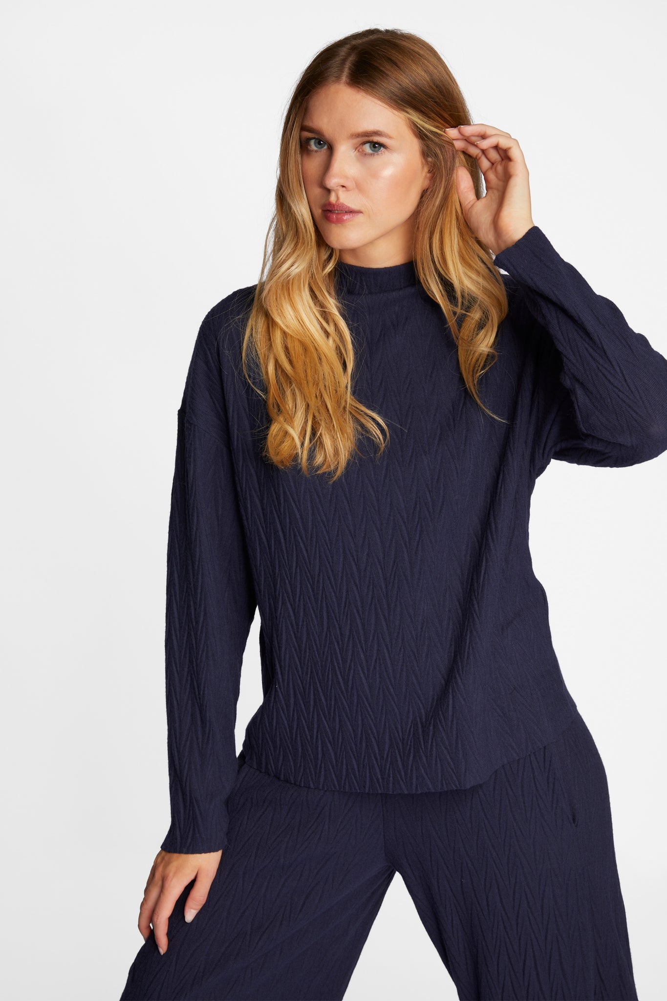 RICH&ROYAL PLISSEE HOSE MIDNIGHT BLUE 2309-931