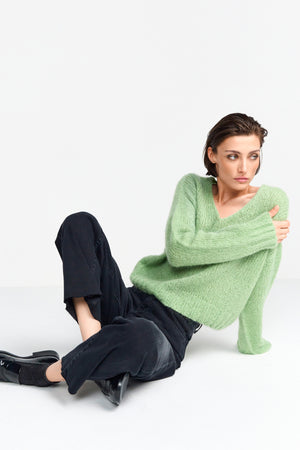 RICH&ROYAL STRICKPULLOVER MIT V-AUSSCHNITT MATCHA 2410-189