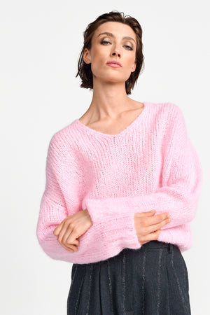 RICH&ROYAL STRICKPULLOVER MIT V-AUSSCHNITT FROZEN ROSÈ 2410-189