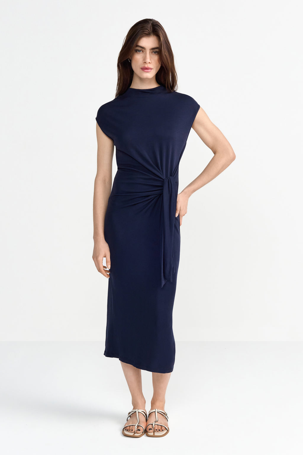 RICH&ROYAL JERSEY-KLEID MIT KNOTEN 2505-663
