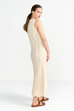 RICH&ROYAL Ärmelloses Strickkleid mit Ajourmuster 2505-698