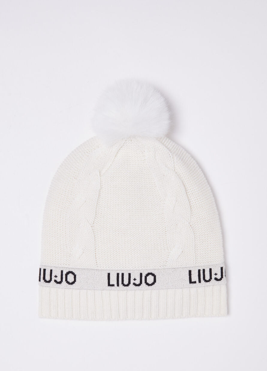 LIU JO Jacquard-Strickmütze weiß TF3231