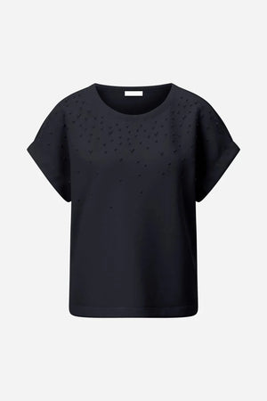 RICH&ROYAL T-SHIRT MIT ZIERPERLEN BLACK 2412-211