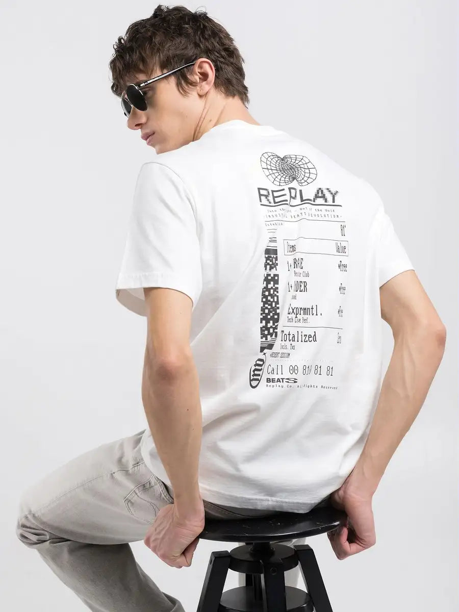 REPLAY T-SHIRT MIT RUNDEM AUSSCHNITT UND KASSENBON-DRUCK M3057