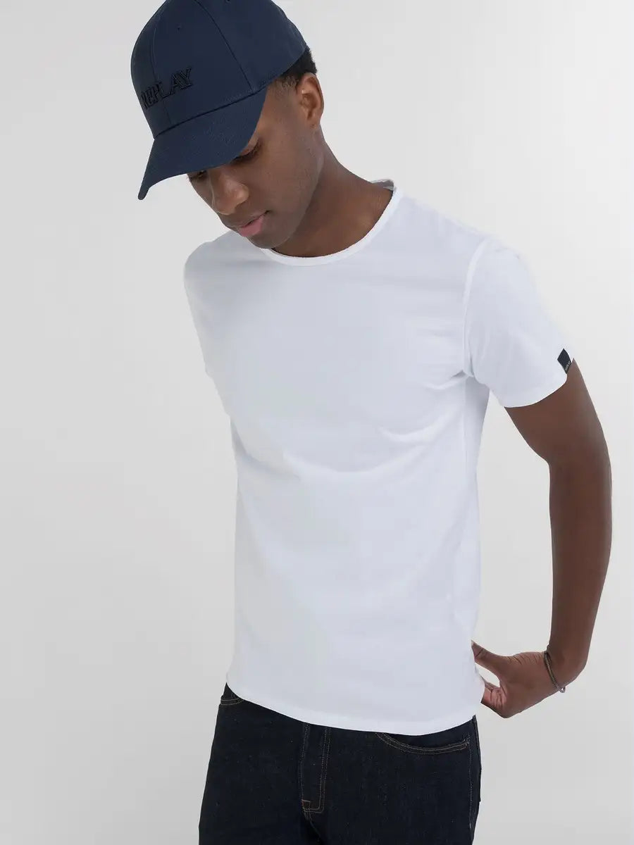 REPLAY RUNDHALS-T-SHIRT AUS BAUMWOLLE WEISS M3590A 001