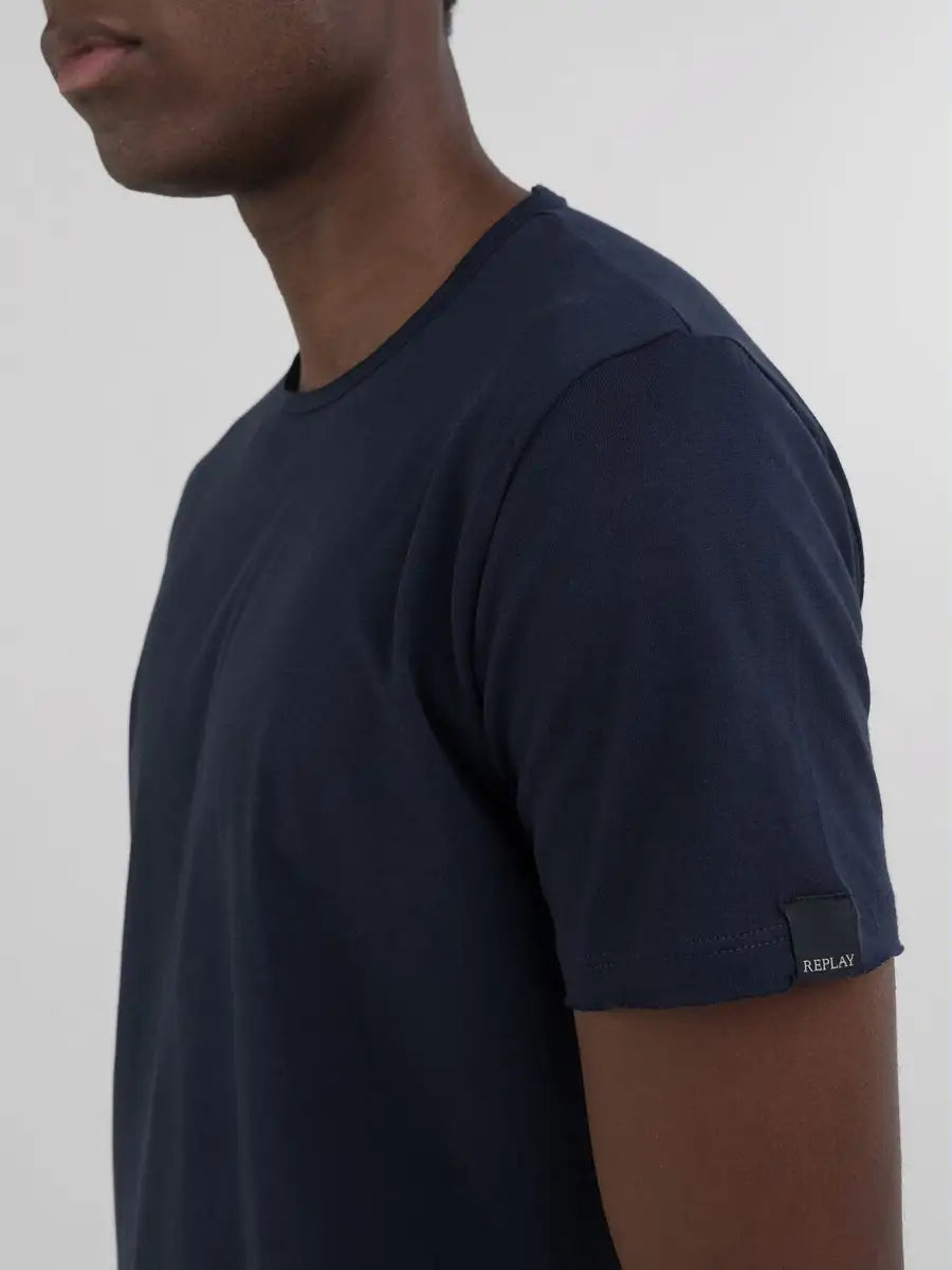REPLAY RUNDHALS-T-SHIRT AUS BAUMWOLLE DARK BLUE M3590A 067