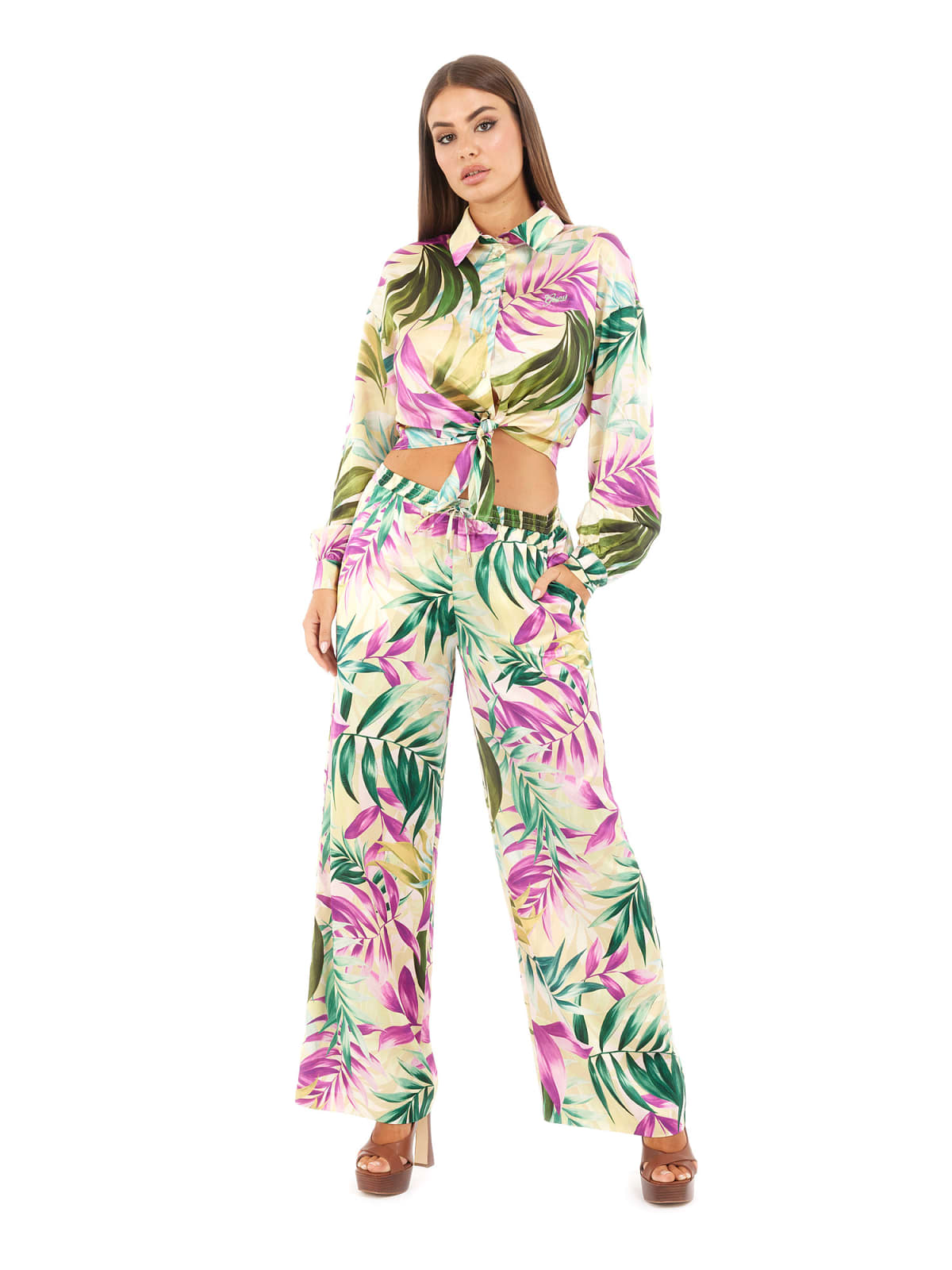 GUESS WEITE HOSE TROPICAL PRINT W5GB11