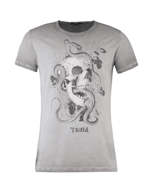 Tigha Shirt TATTOO SKULL WREN vintage grey