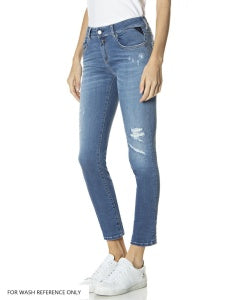 REPLAY SKINNY HIGH WAIST FIT JEANS LUZIEN DESTROYED WHW689